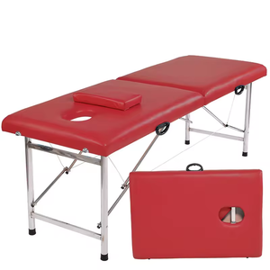 Barato de alta calidad de altura ajustable SPA salón de belleza cama de tatuaje cama de masaje facial 2 secciones mesa de masaje plegable portátil - Product Image 1