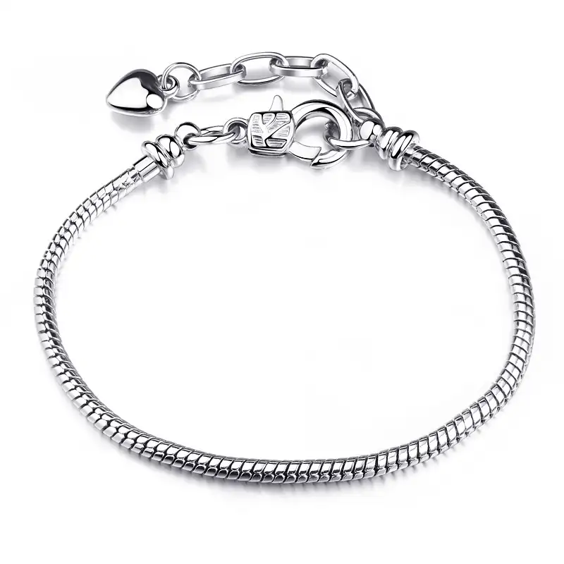 BAOPON de alta calidad de Color plata auténtica cadena de serpiente bien pulsera Europea pulsera del encanto para las mujeres la fabricación de la joyería DIY