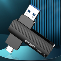 KAKUSIGA USB3.2 16GB 32GB 64GB 128GB Flashdisk Kecepatan Tinggi untuk Komputer Laptop PC U-Disk Rotasi 360 Derajat USB Type-C