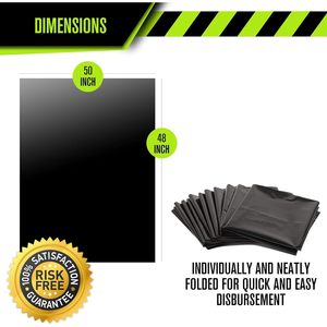Sacs poubelles noirs extra résistants 65 gal, 1,5 mil, 50x48 pouces, lot de 50, pour entrepreneurs et travaux de construction en extérieur - Product Image 3