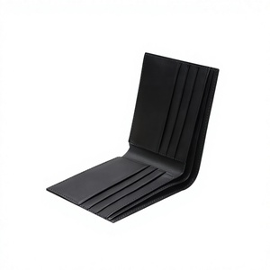 Portefeuille court en cuir véritable noir, porte-cartes de visite fin, portefeuille souple pour homme - Product Image 4