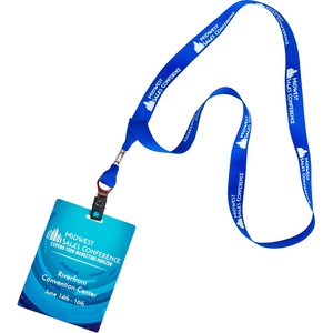 Lanière promotionnelle noire en polyester durable anti-perte avec porte-badge personnalisé et attache métallique pour conférences/bureaux - Product Image 3