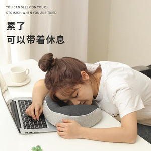 Almohada de viaje de espuma viscoelástica en forma de U, soporte portátil para el cuello, para avión, oficina, siesta, gris sólido - Product Image 5