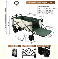 Chariot de camping pliable d'extérieur, chariot utilitaire portable, chariot de pique-nique avec poignée pour l'extérieur, la plage, le jardin, le parc