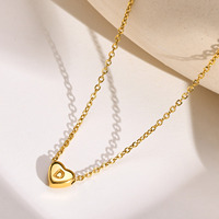 Bijoux Joolim, collier avec pendentif en forme de cœur alphabet en or plaqué 18 carats, chaîne fine, bijoux tendance en acier inoxydable, vente en gros