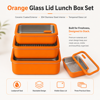 Conteneur en acier en gros, boîte à lunch personnalisée, boîte bento en verre anti-déversement, boîte à lunch en acier inoxydable
