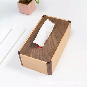 Caja de pañuelos de madera rectangular, caja de almacenamiento de madera de nogal para el hogar, sala de estar, comedor, decoración de mesa de centro - Product Image 2