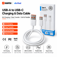 Kabel Data Pengisian Cepat USB-A ke Type-C 60W 6A dengan Selubung PVC Inti Tembaga Murni untuk Ponsel Tablet