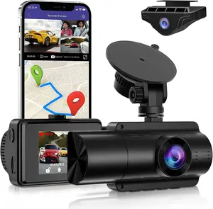 Vente en gros d'usine de boîte noire pour voiture Caméra à 3 objectifs 2K Full HD Dashcam Enregistreur vidéo Wifi pour voiture Dvr Dash Cam