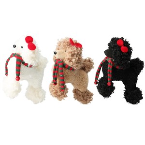 Peluche de Perro Poodle en Tela con Lazo y Bufanda, 22 cm de Alto, Surtido - Product Image 1