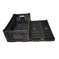 Panier de Rangement Pliable en Plastique QS pour Aliments et Pain, Caisses Pliantes pour Tomates, Caisses à Lait, Caisses à Raisins, Mailles Bleues Personnalisées
