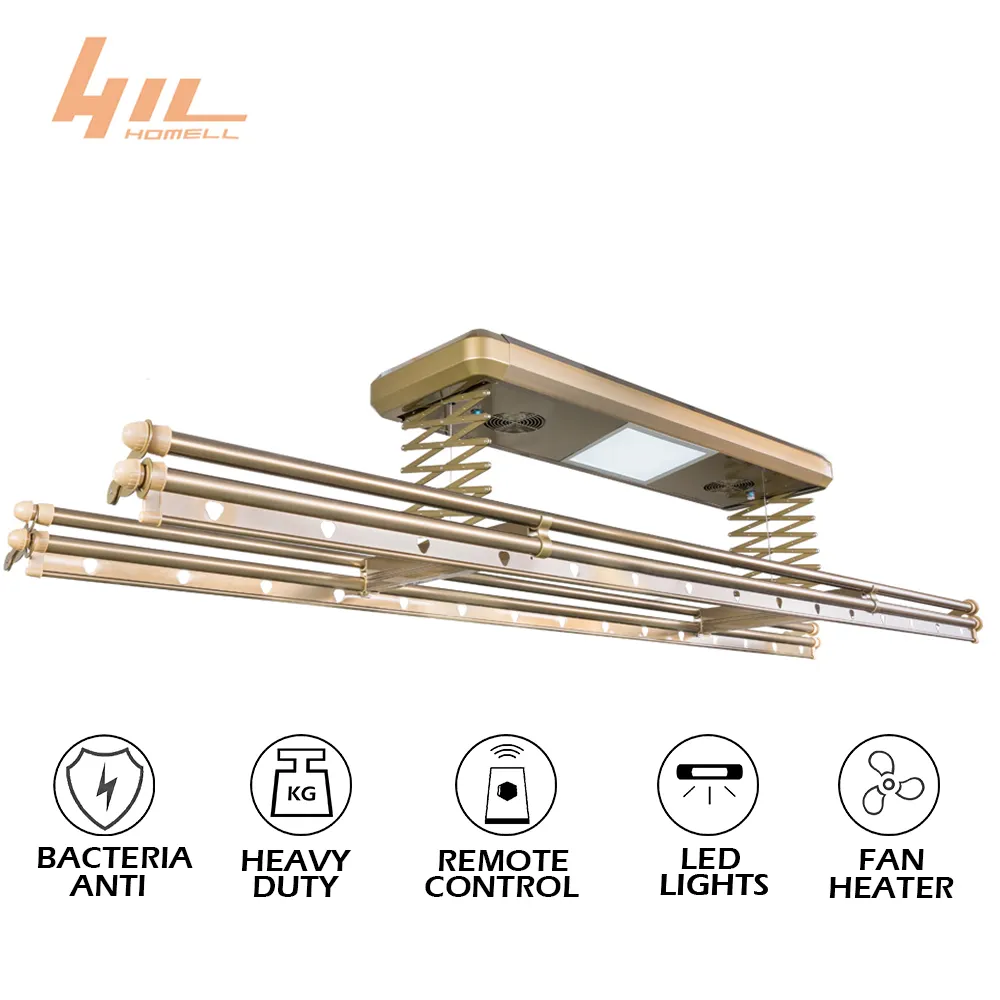 Quick Dry Wall Mounted Clothes Drying Rack Full Aluminum Balcony Electric Smart Customized Ceiling Mounted Clothes Hangers