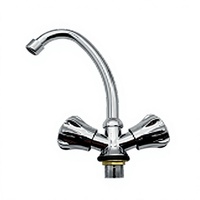 Robinet de cuisine moderne à double poignée en laiton chromé avec cartouche en alliage de zinc, monocommande, à poser sur plan, eau chaude/froide, garantie 1 an