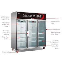 Réfrigérateur Vitrine Commerciale Verticale en Acier Inoxydable à Refroidissement par Air, 2 Portes, 968L de Capacité, Dégivrage Automatique