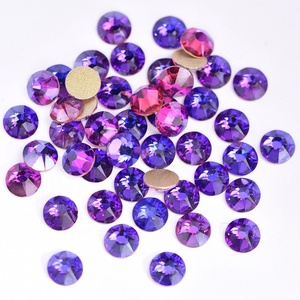 Strass en verre à dos plat, cristal SS20, velours violet, 16 facettes, haute qualité, nouvelle collection, pour nail art et bijoux, de l'usine Oleeya - Product Image 3