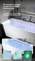 Baignoire autoportante en acrylique pour massage indépendant, baignoire spa fonctionnelle en acrylique avec hydromassage, baignoire de massage à remous
