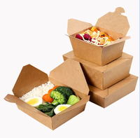 Boîtes alimentaires jetables en papier kraft imprimées sur mesure, résistantes à la graisse, pour restaurants, salades, fruits, nouilles, plats à emporter