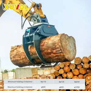 Xvol klip kepiting rotasi 360 seri OEM Garden Excavator 9-12 ton mesin penghancur penggenggam Log penghancur batu