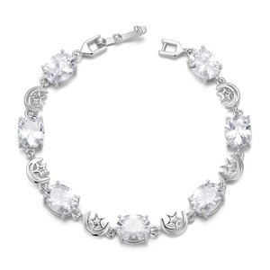 Bracelet chaîne classique étoile lune en cristal, plaqué or, alliage, bijou unisexe tendance, cadeau - Product Image 4