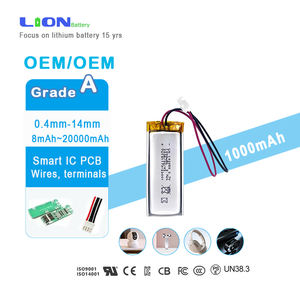 Batterie lithium-ion polymère rechargeable de haute qualité certifiée UL KC Un38.3 3.7V 1000mAh 3.7Wh Lipo 102050 Batterie lithium-ion - Product Image 1