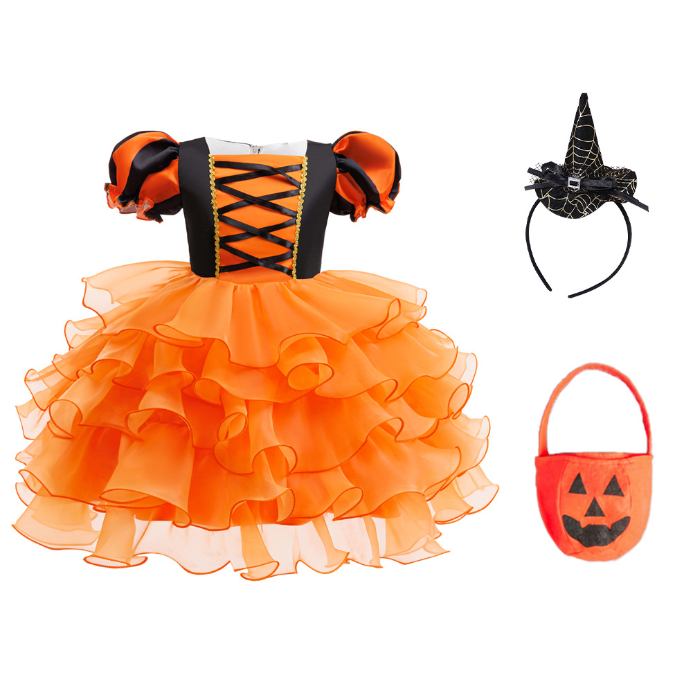 robe, bandeau, sac citrouille