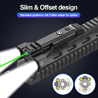 Nouvelle Lampe Torche Tactique 2025 à Double Lentille 1450 Lumens avec Combo Faisceau Laser Vert, Design Mince et Batterie Magnétique Rechargeable Intégrée