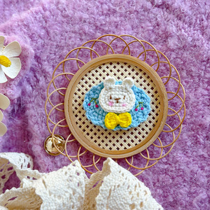 Grazioso Fermaglio <span class=keywords><strong>per</strong></span> Capelli a Forma di Coniglio con Ciliegia, Fatto a Mano in Lana, Ecologico, Colore Caramella <span class=keywords><strong>per</strong></span> Bambine - Product Image 6