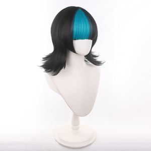 Perruque synthétique résistante à la chaleur Kirara <span class=keywords><strong>Hoshi</strong></span>, noire et bleue mélangée, longueur moyenne 40 cm, pour cosplay, vente en gros, anime Jujutsu Kaisen - Product Image 4