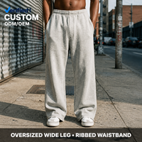 Pantalon de survêtement ample et large en molleton de coton épais 360 GSM, style vintage sportif avec bande latérale et ourlet brut, idéal pour le streetwear urbain