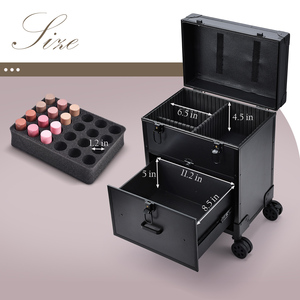 Professional Rolling <b>Makeup</b> <b>Case</b> with Drawers Large Cosmetic Train <b>Case</b> Organizer Nail Travel <b>Case</b> with <b>Makeup</b> Pouch - Product Image 3