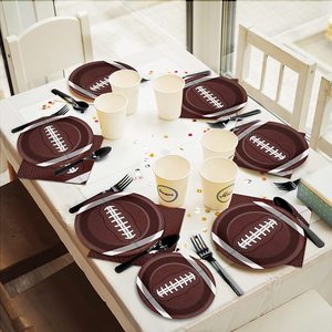 Ensemble de vaisselle sur le thème du football américain, pour anniversaire, Super Bowl, fête de rugby, fournitures pour fête d'enfants et d'adultes, pack d'assiettes en papier - Product Image 5