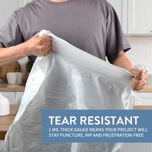 15-18 Gallon Drawstring Trash Bags Large Trash Can Liners, Heavy Duty Strong White <b>Plastic</b> Garbage Bags for Home <b>Kitchen</b> Office - Product Image 4