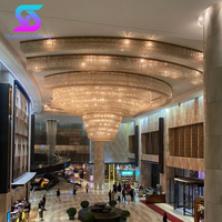 Lustre LED carré en cristal sur mesure pour hall d'hôtel moderne européen, grand modèle, luxe