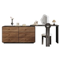 Table de maquillage et de coiffage multifonctionnelle en bois massif de style vintage avec rangement intégré pour chambre à coucher