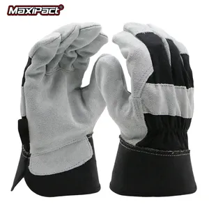 Maxipact tùy chỉnh 10.5 inch AB lớp màu đen bò chia da hoàn toàn lót biểu tượng tùy chỉnh bảo vệ Hàn an toàn làm việc găng tay