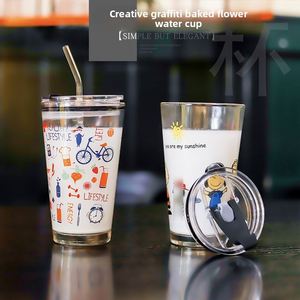 Gobelet en verre avec couvercle gradué, grande capacité, design créatif et mignon, tasse à petit-déjeuner pour lait et boissons - Product Image 2