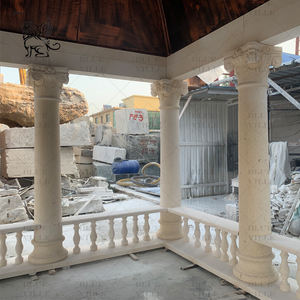 BLVE personnalisé grand jardin décoration pierre naturelle sculpture femmes piliers <span class=keywords><strong>pavillon</strong></span> extérieur Beige marbre Gazebo - Product Image 5