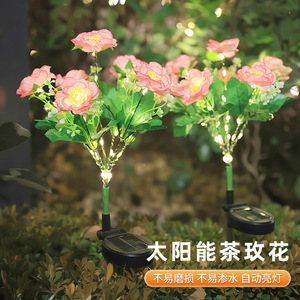 Lámpara solar de jardín con forma de flor, con panel solar, para decoración de patio exterior, resistente al agua, 2 años de garantía - Product Image 2