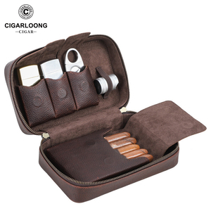 Humidor Portátil de Viaje CIGARLOONG, Nuevo Diseño Retro en Cuero, con Cierre, Multifuncional, para 5 Cigarros - Product Image 1