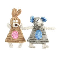 Jouet en peluche pour chien populaire et très vendu, mignon, interactif et couineur, au design moderne et tendance, en velours côtelé, avec motif classique de souris et de lapin de dessin animé