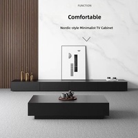 Meuble TV scandinave moderne en bois avec gestion des câbles, console multimédia modulaire à combinaison libre, mobilier écologique pour appartement