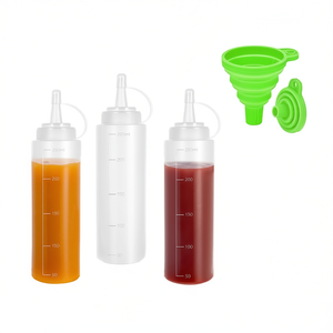 Distributeur de condiments compressible 250 ml, 3 bouteilles avec marquages de mesure pour le stockage de sauces et vinaigrettes - Product Image 2
