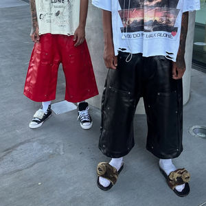 <span class=keywords><strong>Pantaloncini</strong></span> da Uomo in <span class=keywords><strong>Pelle</strong></span> PU di Lusso con Stampa Personalizzata Streetwear, Doppio Strato, Stile Vintage Carpenter - Product Image 6