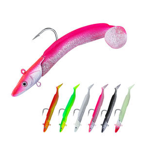 Leurres artificiels de pêche à tête plombée 12cm 23g plastique <span class=keywords><strong>souple</strong></span> bionique noir méné queue de pagaie <span class=keywords><strong>leurre</strong></span> à tête plombée pour saumon bar de <span class=keywords><strong>mer</strong></span> - Product Image 1