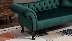 Chaise Longe <span class=keywords><strong>de</strong></span> terciopelo verde <span class=keywords><strong>de</strong></span> lujo, muebles para el hogar, cómodo sofá para sentarse para dormitorio, Hotel, apartamento, Villa - Product Image 3