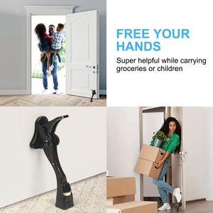 Tope de Puerta de un Toque, Negro, Ajustable, de Aleación de Zinc, Antirrobo, Resistente, para Seguridad del Hogar - Product Image 4