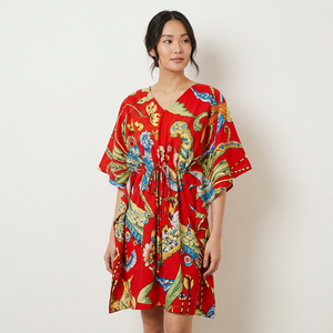 Robe Kaftan Courte Faite Main pour Femme, Tenue de Soirée Longue et Sexy en Coton Lavable, Robe Maxi avec Taille Naturelle - Product Image 1