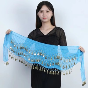 J609 Sciarpa da Danza del Ventre con Paillettes per <span class=keywords><strong>Donna</strong></span>, Cintura Avvolgente, Gonna per Spettacoli e Festival, Taglia Unica - Product Image 1