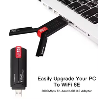Adaptador USB WiFi al por Mayor, 3000mbps, Sin Controladores, RTL8832CU, Tarjeta de Red Inalámbrica Wifi 6e AX3000, Adaptador USB WiFi Tri-Banda