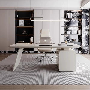 Modern Computer <b>Desk</b> Office Meeting <b>Table</b> Student Study <b>Desk</b> Simple Home Workstation White Glossy Surface 160cm Length - Product Image 4